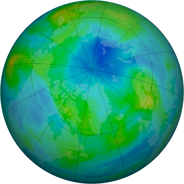 Arctic ozone map for 24 October 1986